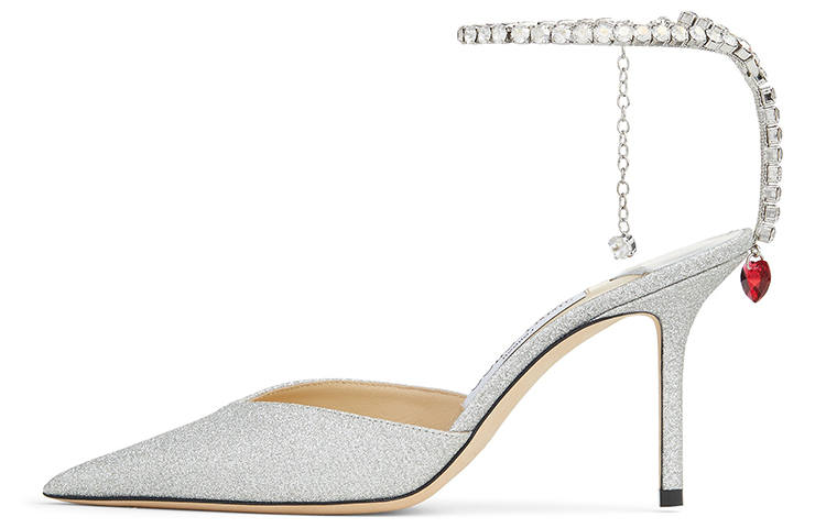Jimmy Choo Saeda Leather Slim Heel High Heels 8.5cm Women's Silver