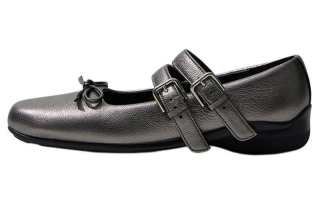OPENyy Leather Flat Mary Jane Shoes Women's Light Gray