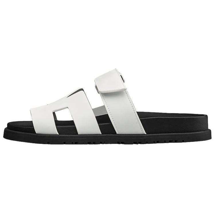 HERMES HERMES Chypre Leather Slides Women's