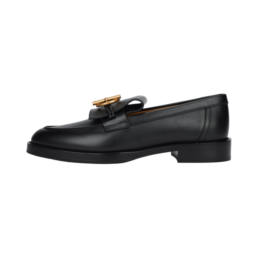 HERMES HERMES Impact Leather Loafers Women's Black