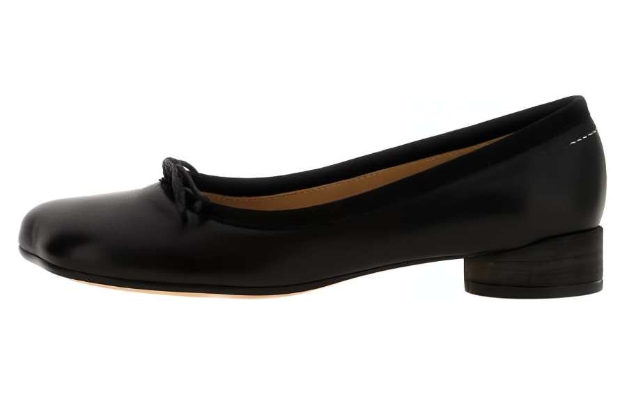 MM6 Maison Margiela Leather Casual Shoes 3cm Women's Black