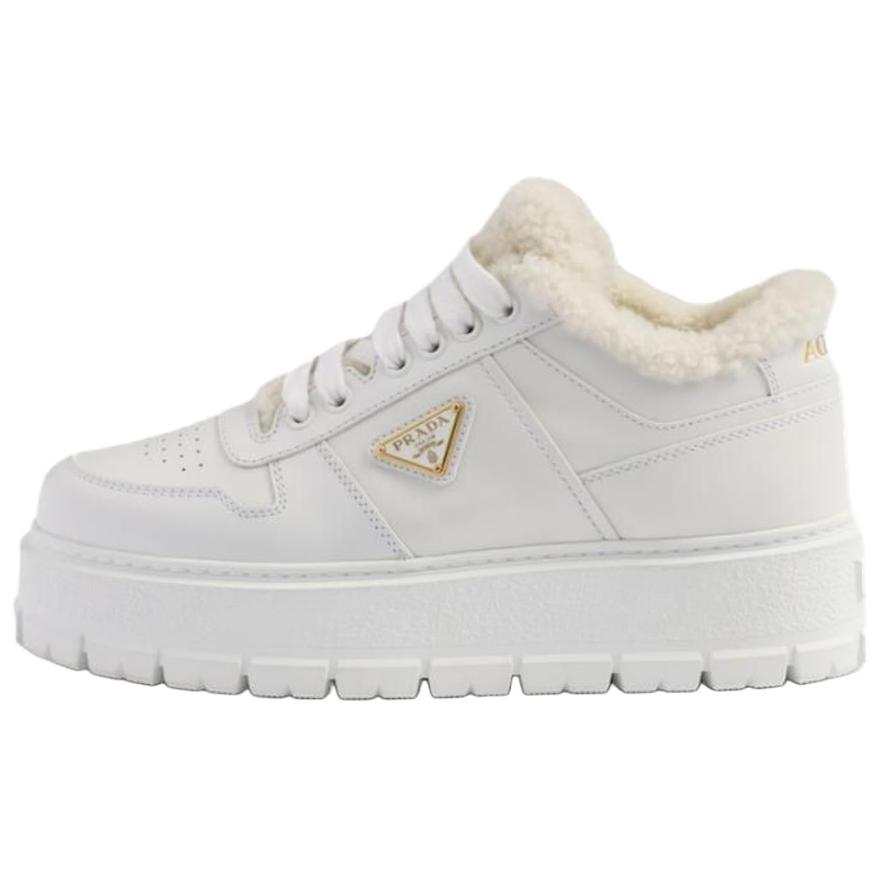 PRADA PRADA Leather Low top Skateboard Shoes Women's White