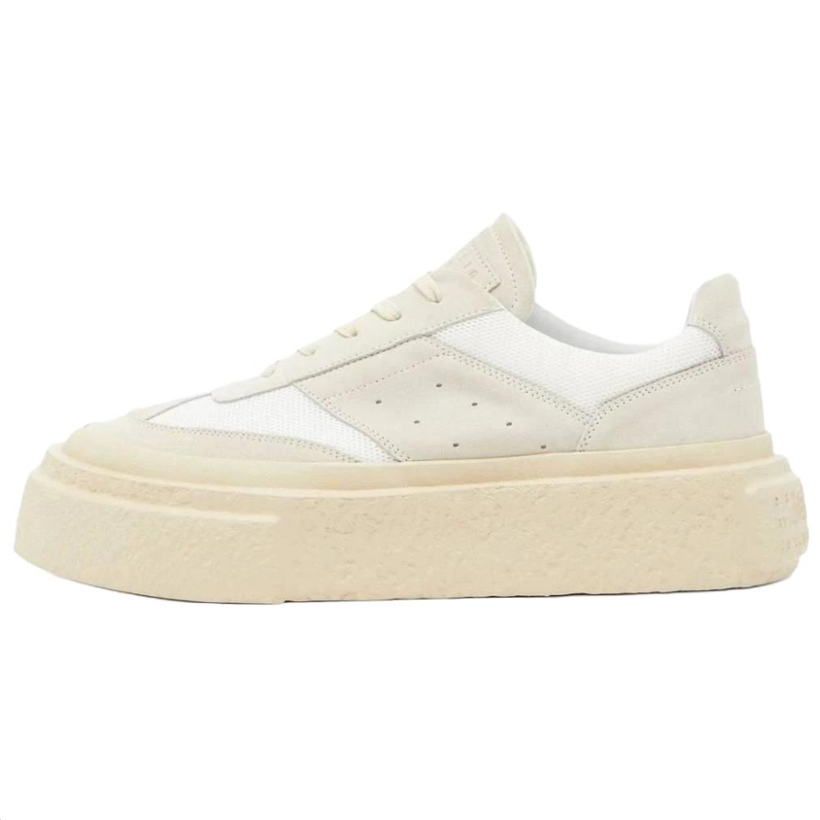 MM6 Maison Margiela Textile, Split Cow Leather Low top Skateboard Shoes Unisex White