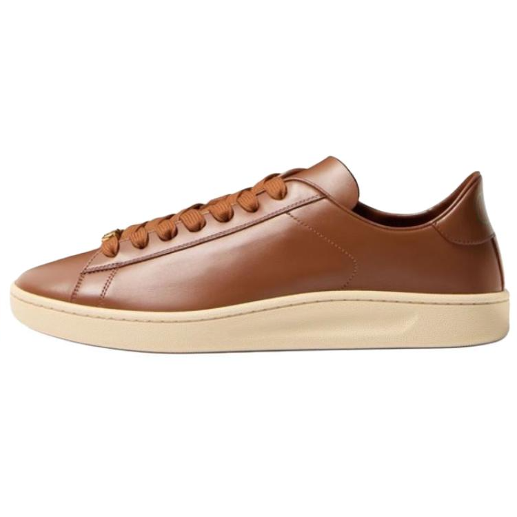 Valentino Royco Cow Leather Low top Skateboard Shoes Men's Tobacco Brown