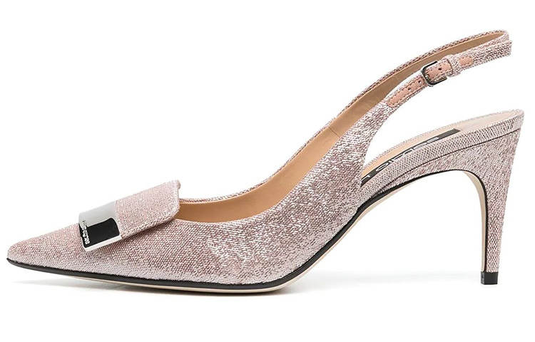 SERGIO ROSSI Suede Slim Heel High Heels Women's Pink