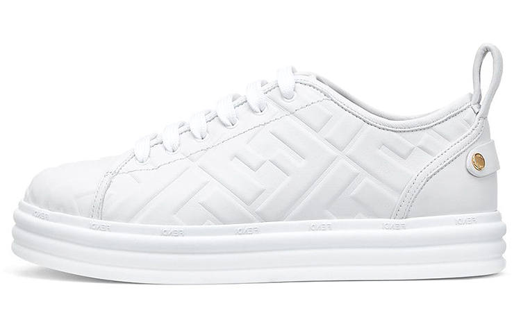 FENDI FENDI Leather Flatform White Women's