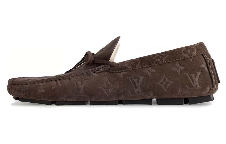 LOUIS VUITTON LOUIS VUITTON Driver Suede Loafers Men's Brown