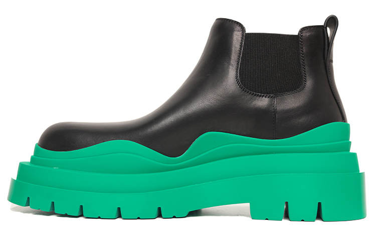 Bottega Veneta Tire Chelsea BV Leather Ankle Length Chelsea Boots Women's Turquoise