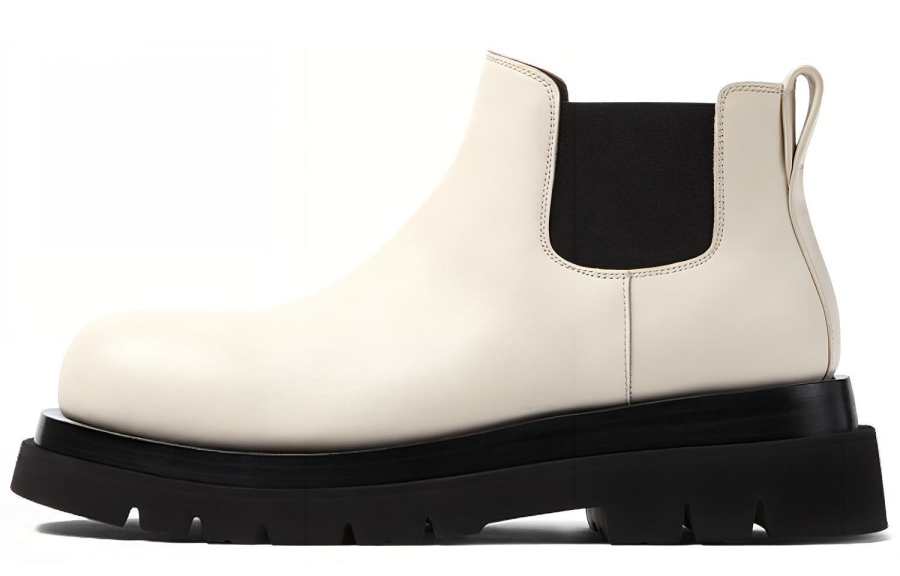 Bottega Veneta Lug Ankle Length Chelsea Boots Men's White Black