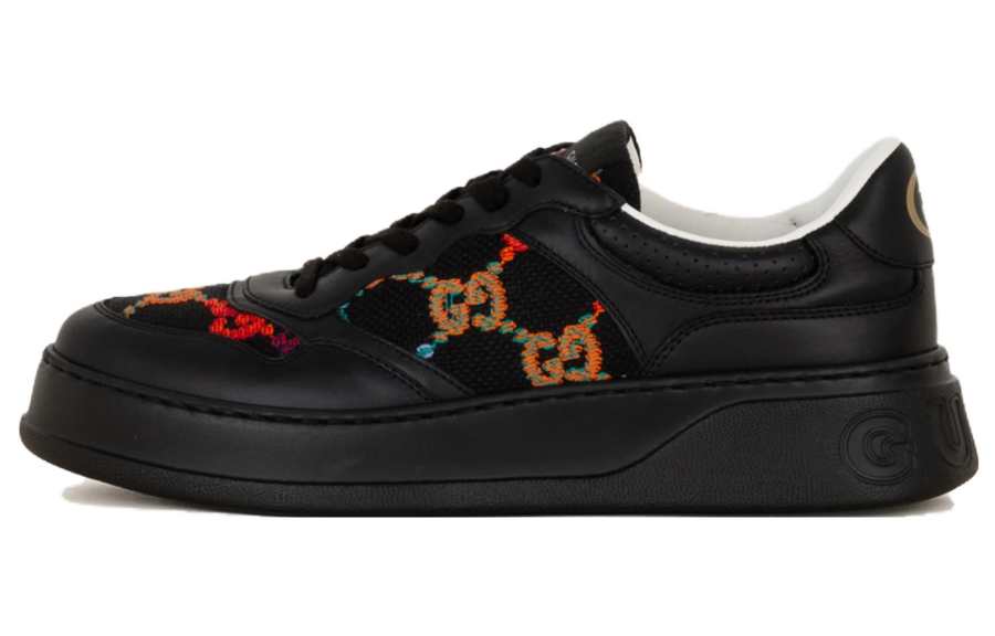 GUCCI Chunky B GG Cookie Shoes Leather Stylish Skateboarding Shoes Men's Black