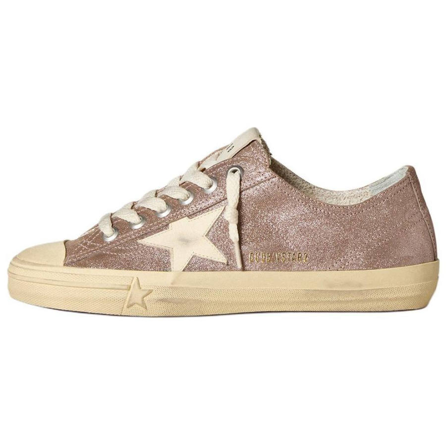 Golden Goose V Star Cow Leather Low top Skateboard Shoes Women's Light Brown