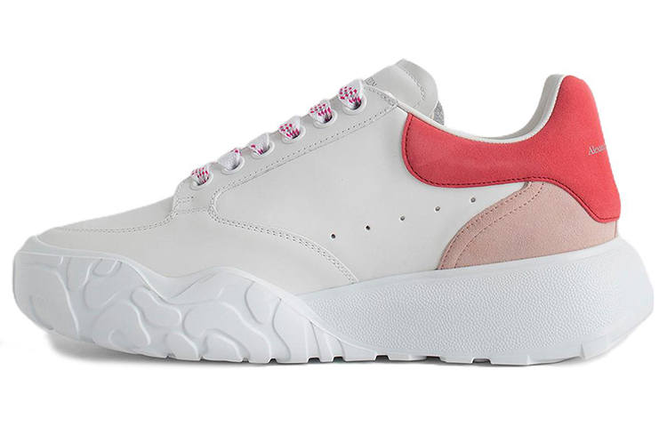 Alexander McQueen Court Trainer Cow Leather Low top Sports Casual Shoes Women's White Pink