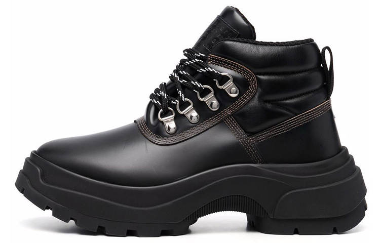 Maison Margiela Leather Ankle Length Combat Boots Women's Black