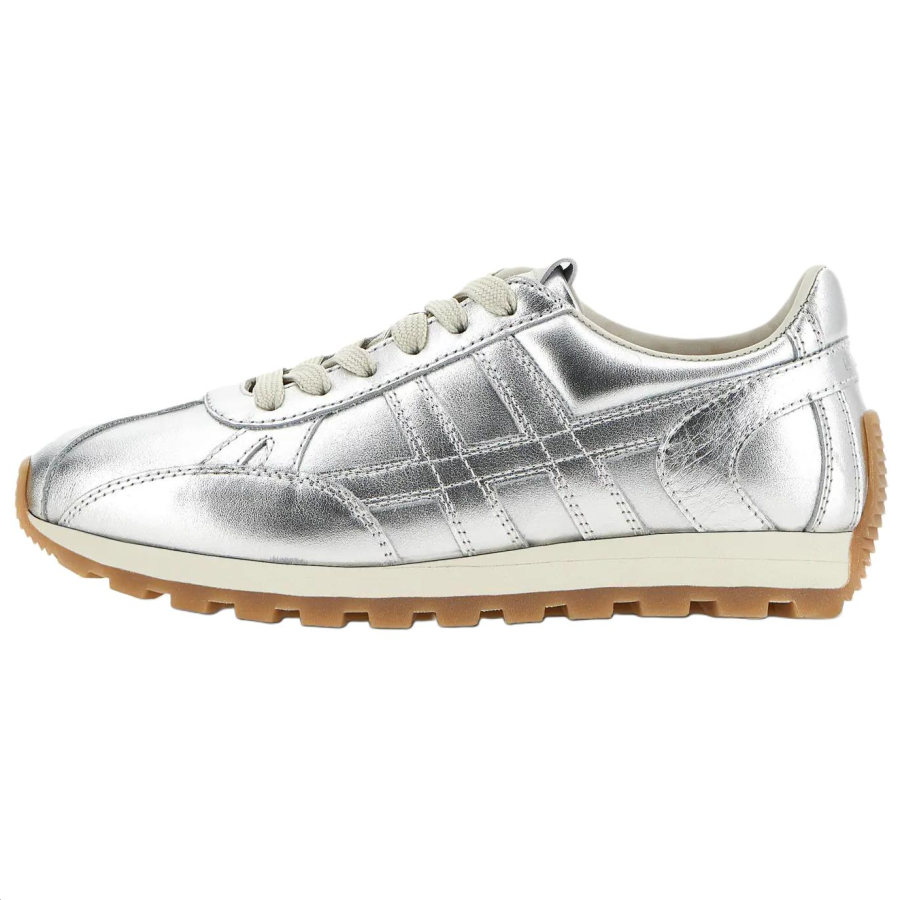 HOGAN 86er Cow Leather Low top Casual Shoes Women's Silver