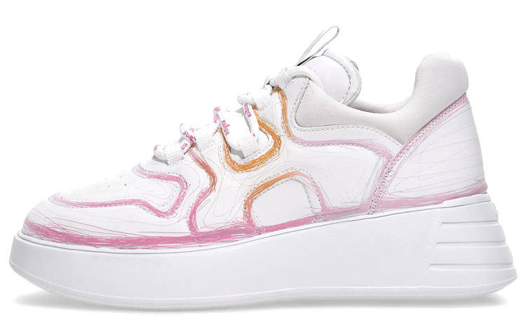 HOGAN Rebel Sports Abrasion Resistant Low top Casual Shoes Women's White Pink