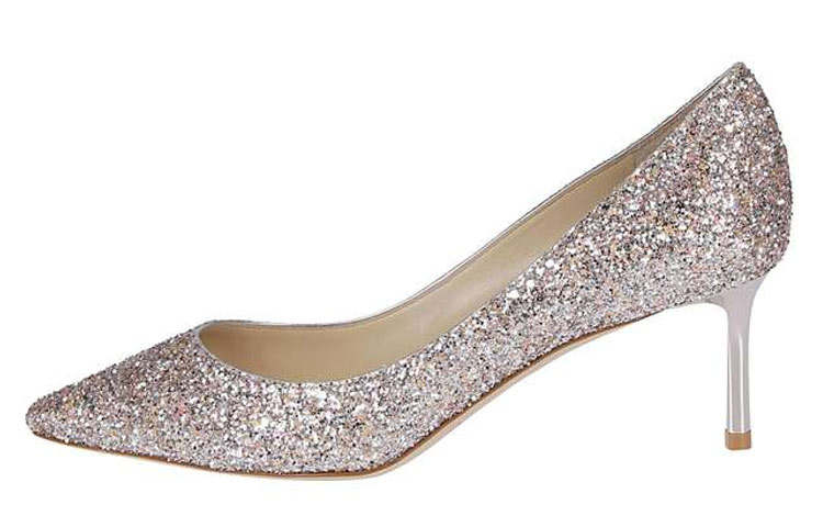 Jimmy Choo Romy Fabric Slim Heel High Heels Women's Silver Pink