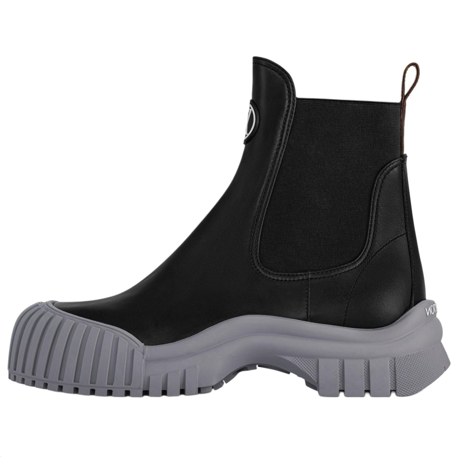 LOUIS VUITTON Ruby Cow Leather Short Chelsea Boots Women's Black