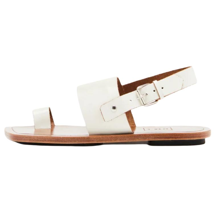 Plan C Leather One Strap Sandals Women's White