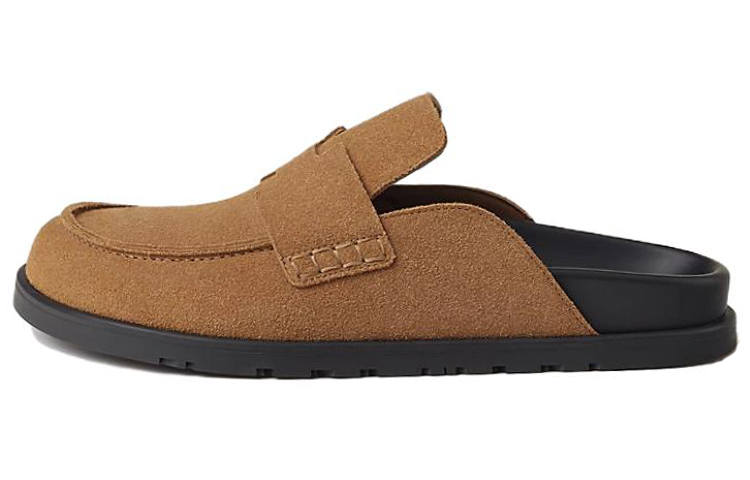 HERMES HERMES Go Rubber Sole Closed Toe Slippers Men's Brown