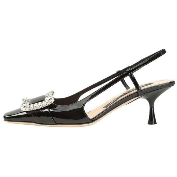 SERGIO ROSSI SR Twenty Patent Leather Flared Heel High Heels 6.cm Women's Black