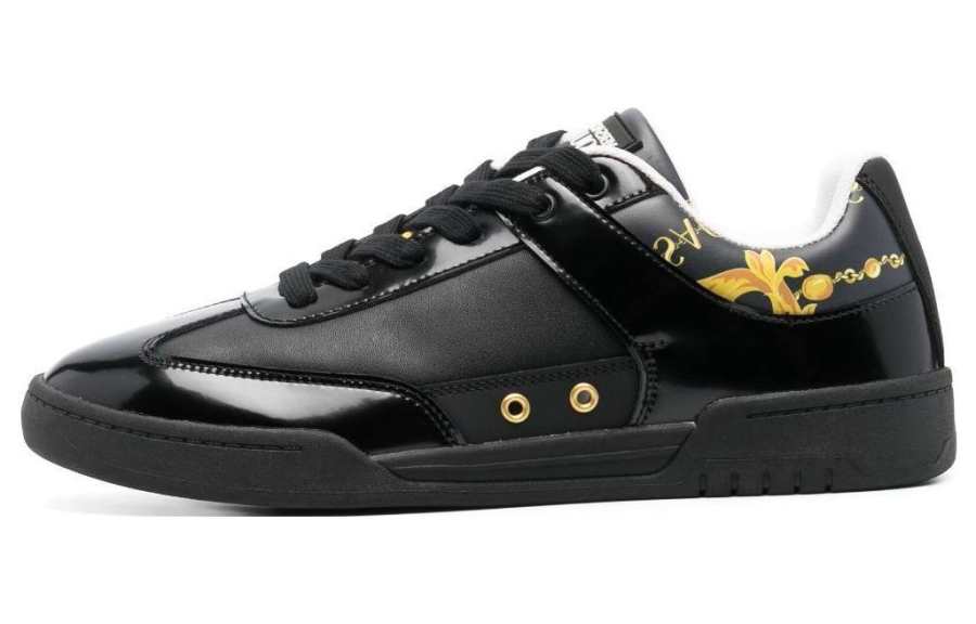 VERSACE JEANS COUTURE Leather Minimalist Fashion Low top Casual Shoes Men's Black