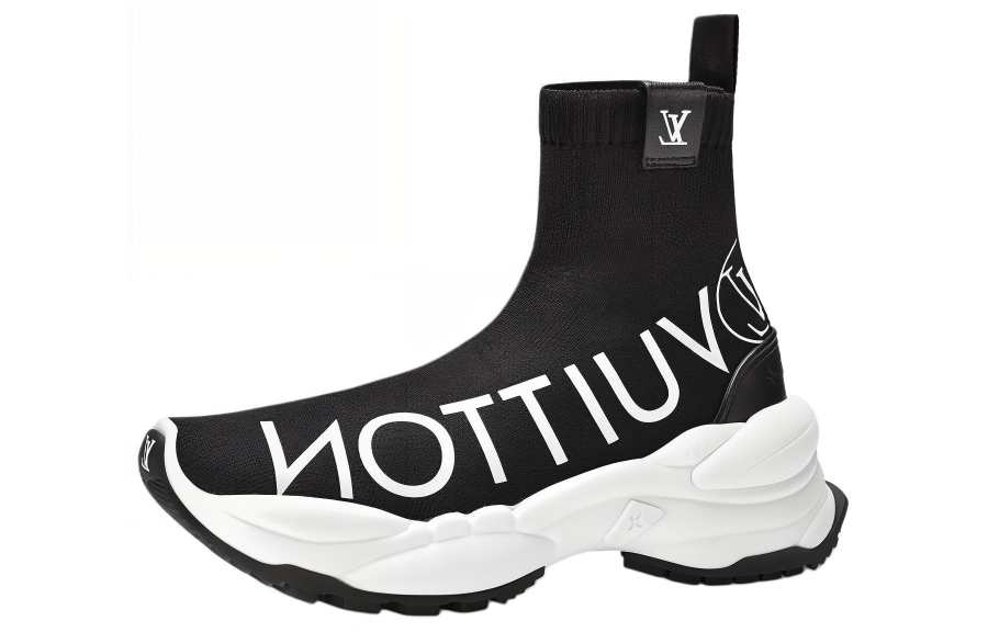 LOUIS VUITTON Run 55 Fabric High top Casual Shoes Women's Black