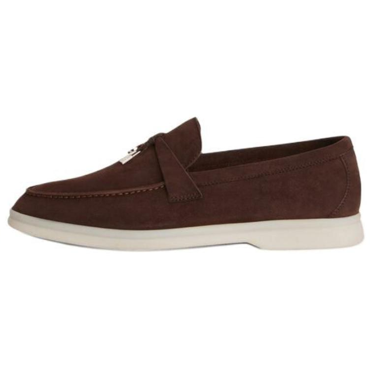 Loro Piana Summer Charms Walk Suede Loafers Women's Dark Brown