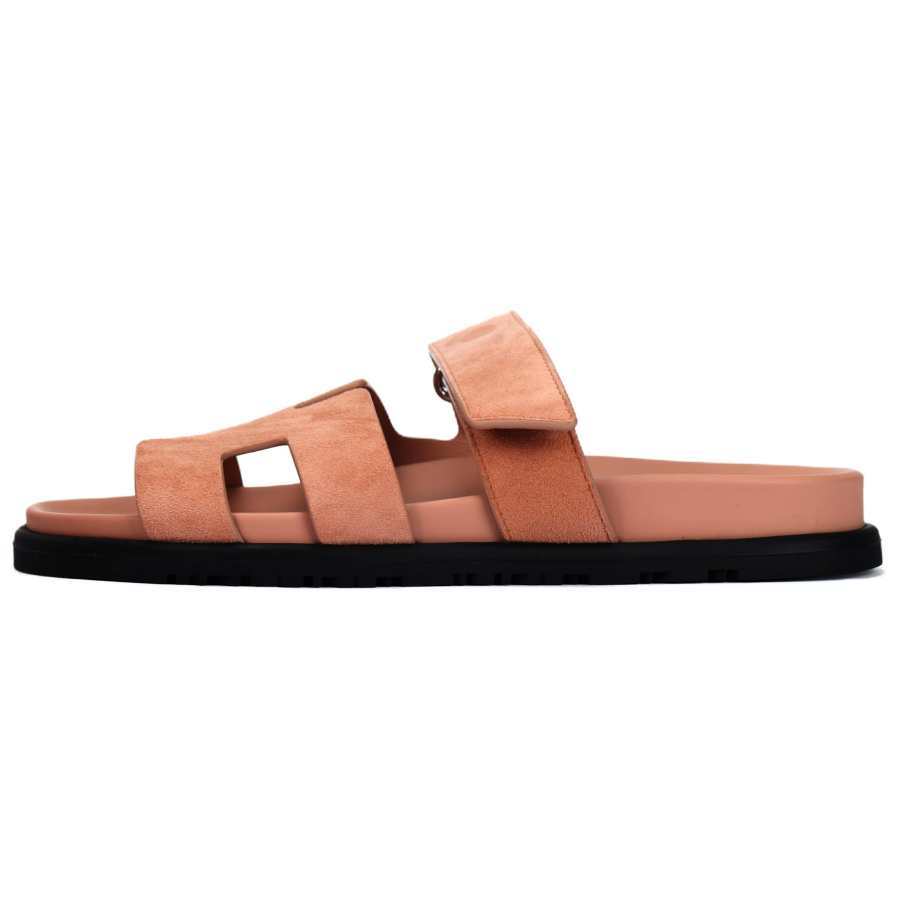 HERMES HERMES Chypre Slide Slippers Women's Brown