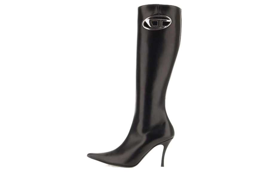 DIESEL D Venus Leather Knee high Boots 9cm Women's Black