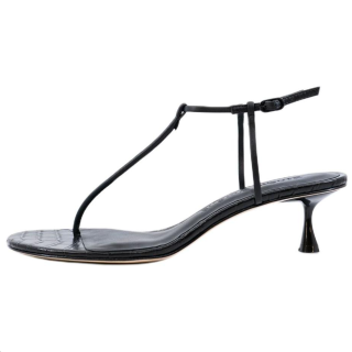 STUDIO AMELIA Lasso Leather One Strap Sandals 5CM Women's Black