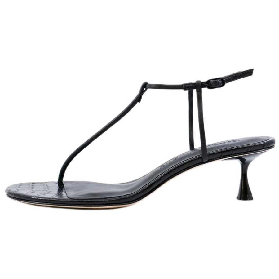 STUDIO AMELIA Lasso Leather One Strap Sandals 5CM Women's Black