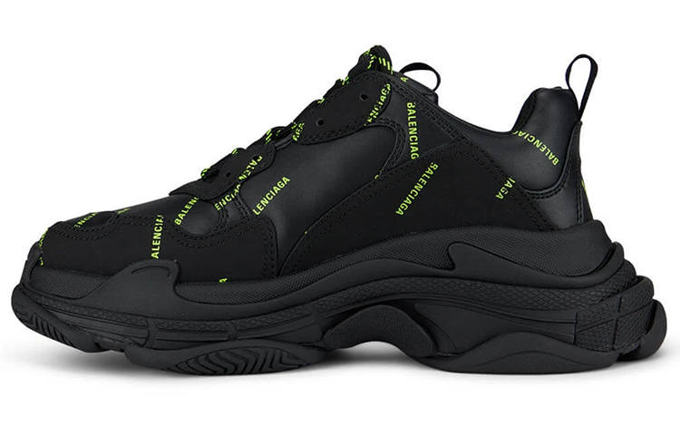 Balenciaga Triple S Allover Logo Black Green