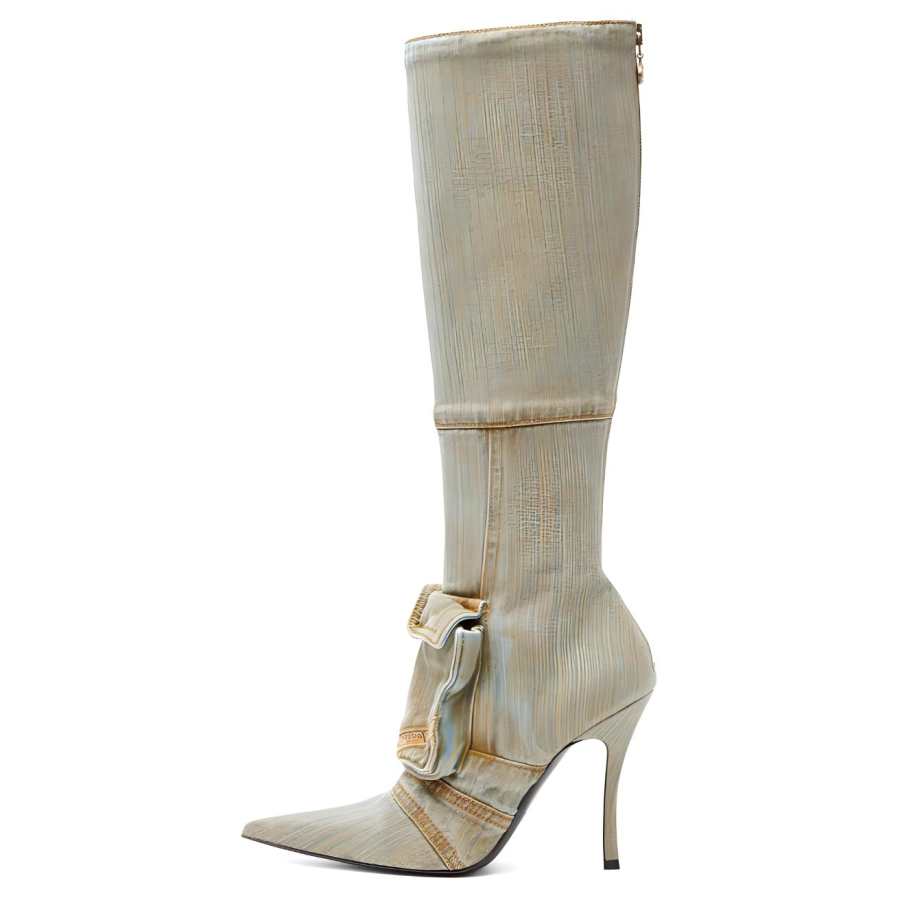 DIESEL DIESEL D-Venus Pocket Denim Knee-high Boots