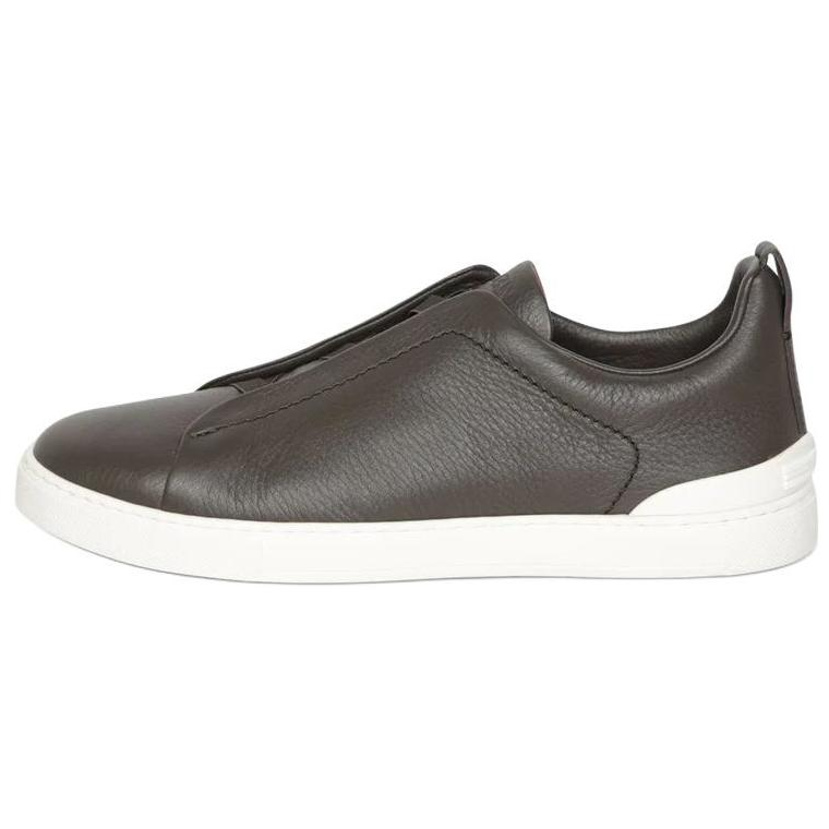 Ermenegildo Zegna Leather Low top Skateboard Shoes Men's Dark Brown