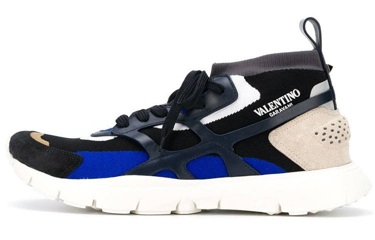 Valentino Textile, Leather Coverage Mid top Casual Shoes Men's Multicolor