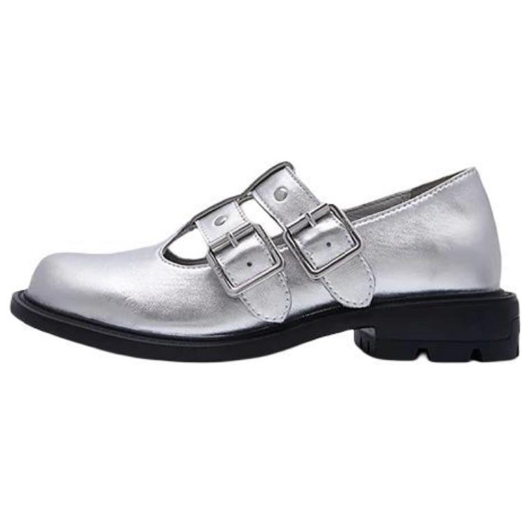 Both Both Flat Mary Jane Shoes Unisex Silver
