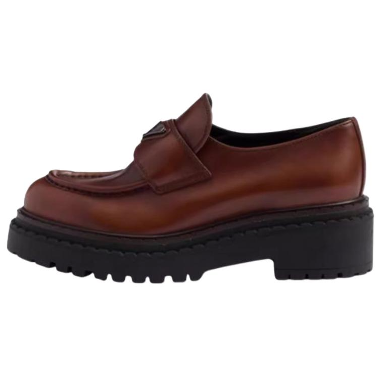 PRADA Cow Leather Loafers 5.5cm Women's Brown
