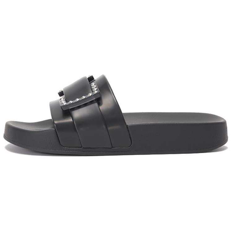 SERGIO ROSSI Metal Slide Slippers Women's Black