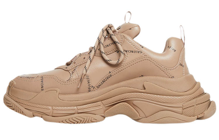 Balenciaga Triple S Leather Low top Chunky Sneakers Women's Beige