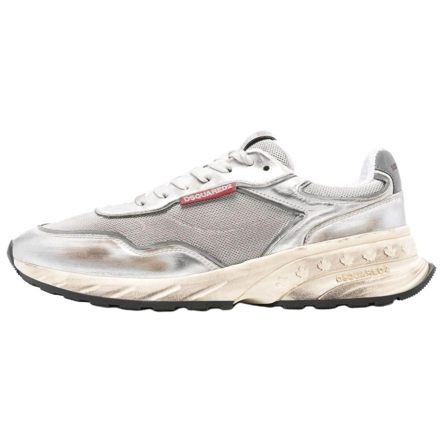 DSQUARED 2 DSQUARED 2 Sprinter Cow Leather Low top Casual Shoes Men's Silver