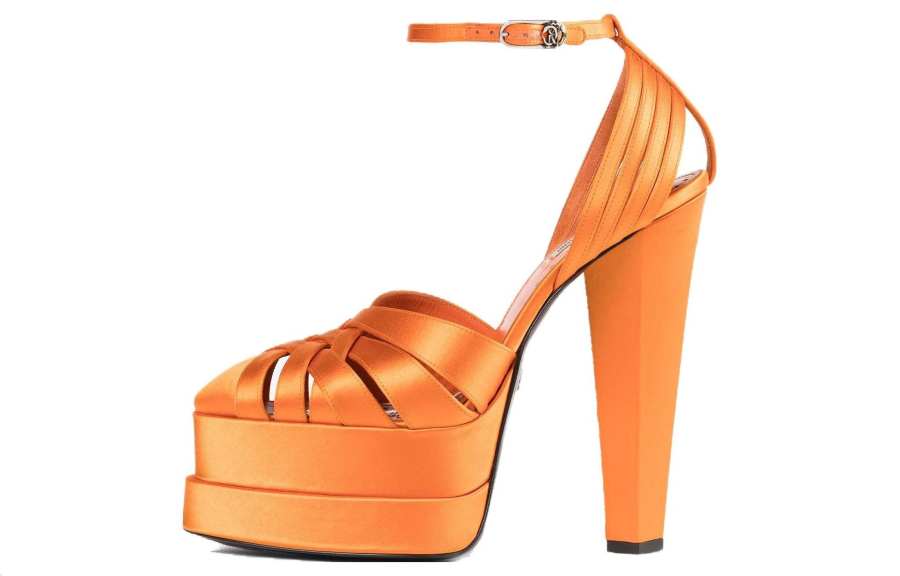 Roberto Cavalli Leather Cone Heel High Heels Women's Orange