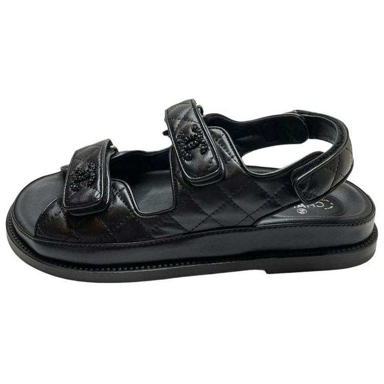 CHANEL CHANEL One Strap Sandals Women's Black