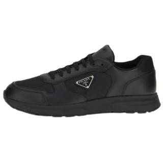 PRADA Re Nylon Leather Low top Casual Shoes Men's Black