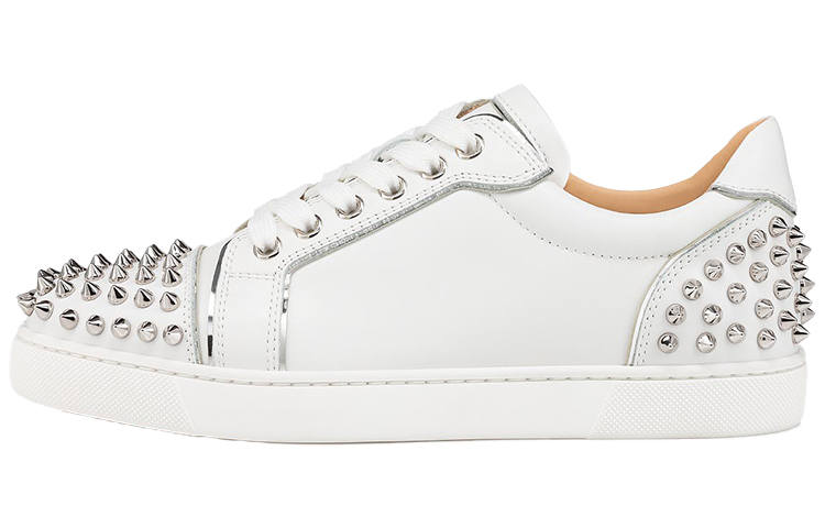 Christian Louboutin CL LUBOTING Vieirissima Spikes Casual Low top Stylish Skateboarding Shoes Women's White