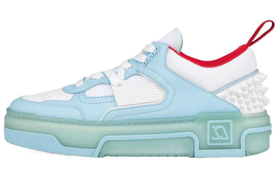 Christian Louboutin CL LUBOTING Leather Low top Skateboard Shoes Women's Light Blue