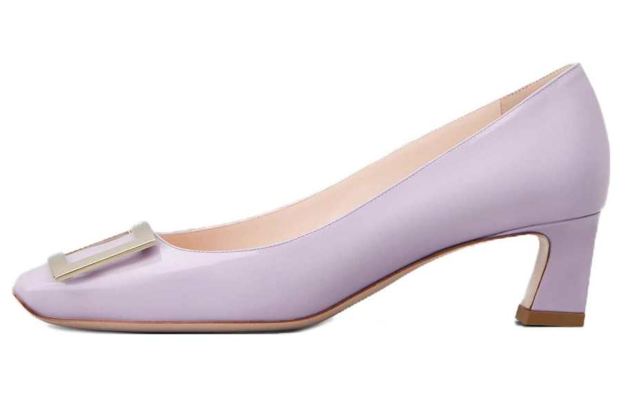 Roger Vivier Patent Leather Chunky Heel High Heels 4cm Women's Purple
