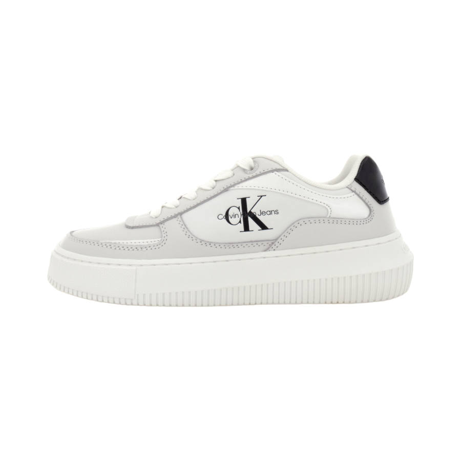 CKJ CALVIN KLEIN JEANS Skateboard Shoes Women's Moon White & Space Black