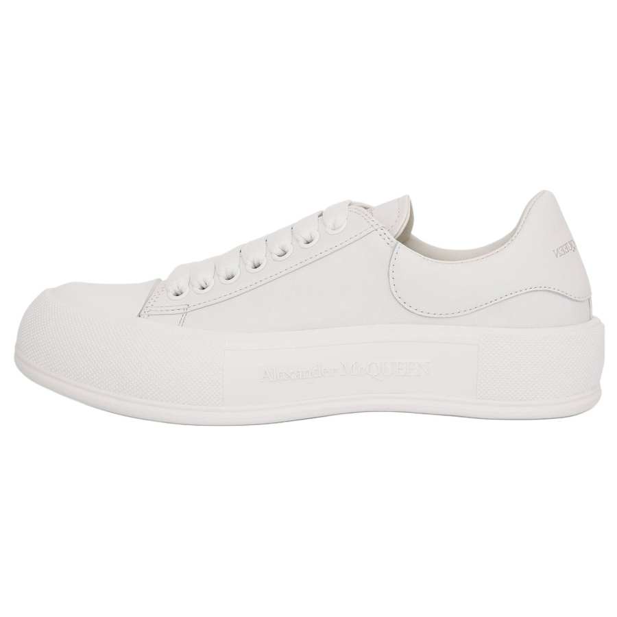 Alexander McQueen Deck Leather Comfortable Low top Stylish Skateboarding Shoes Men's White