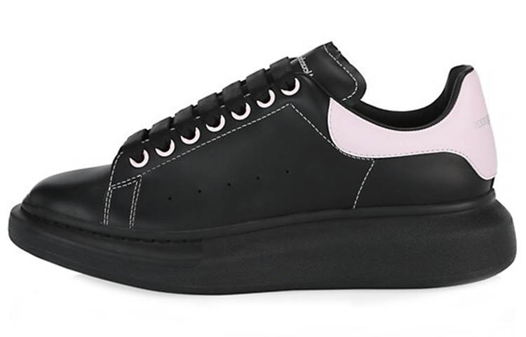 Alexander McQueen Oversized Sneaker Leather Low top Skateboard Shoes Men's Black Rose Jewel