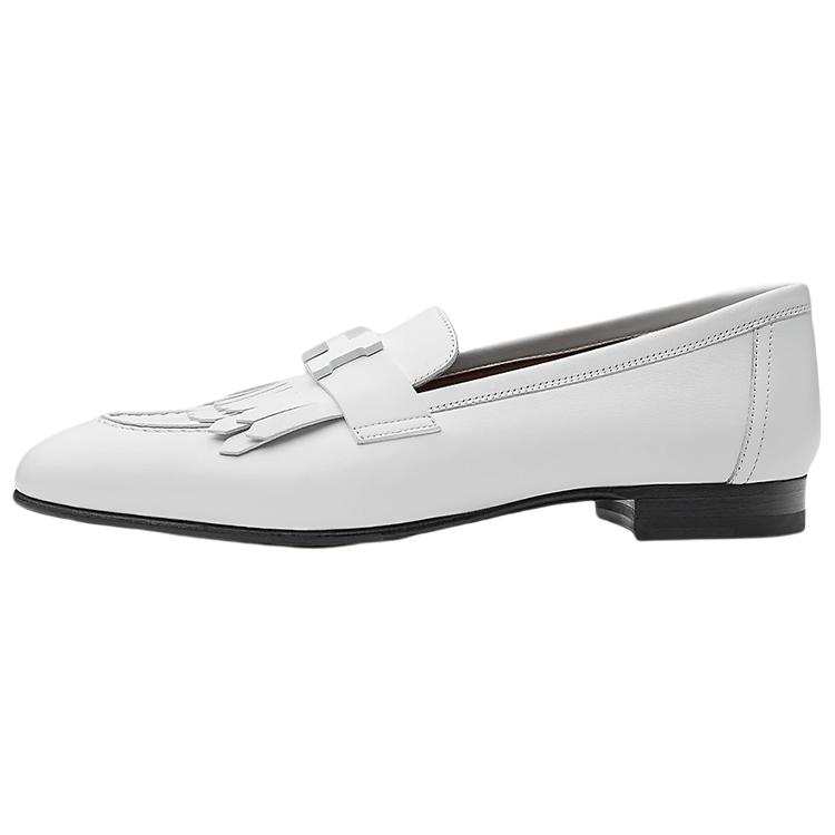 HERMES Royal Cow Leather Women's Casual Shoes Women's White